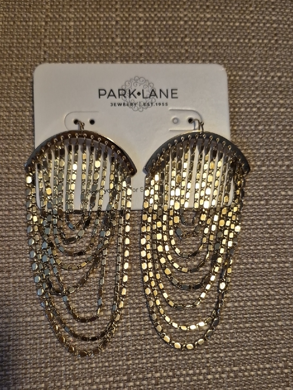 Park Lane Gold Multi-Chain Fringe Statement Earrings